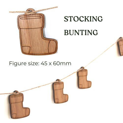 Wooden Christmas Stocking Bunting