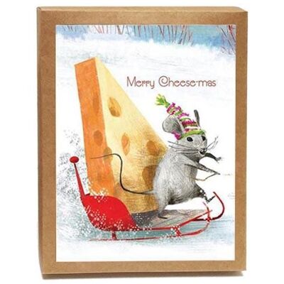 Notas en caja de Merry Cheesemas - Juego de 8 tarjetas triples