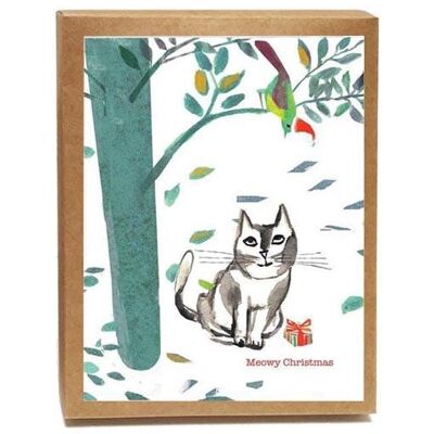 Meowy Christmas Boxed Notes - Set di 8 carte