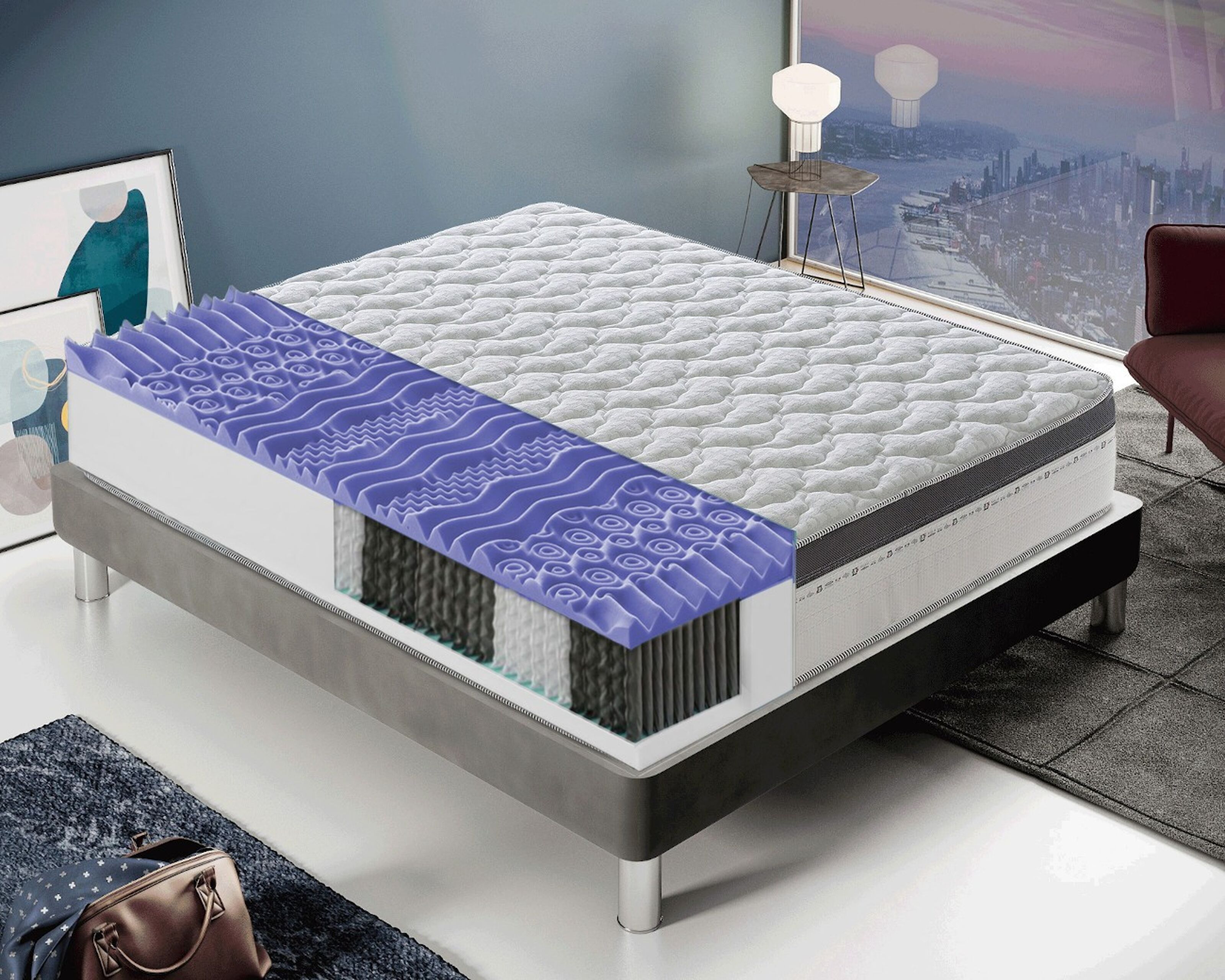 Buy wholesale Mattress with 800 Pocket Springs and Memory Foam - Orthopedic  - 25 cm high - 4 cm of Memory - 9 differentiated zones - 160x190 cm