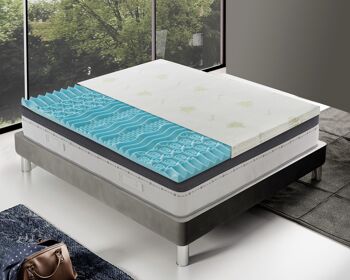 Surmatelas correcteur de rigidité Memory Foam - Tissu Aloe Vera - 5 cm de haut - 9 zones - 120x190 cm 1