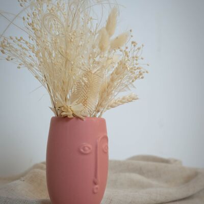 Vaso Rose Face - con Capelli in Fiori Secchi