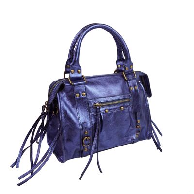 Handtasche aus Spaltleder Neapel Blau