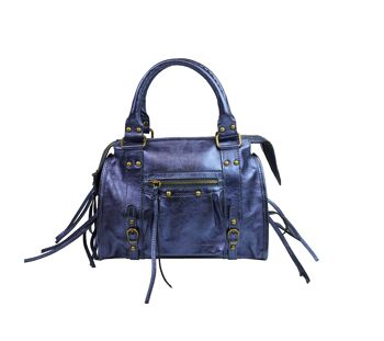 Sac à main en croûte de cuir Naples Bleu 2