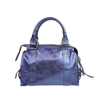 Sac à main en croûte de cuir Naples Bleu 3