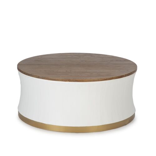 MESA DE CENTRO 100X100X42 MADERA NATURAL/BLANCO/METAL DORADO TH1605000