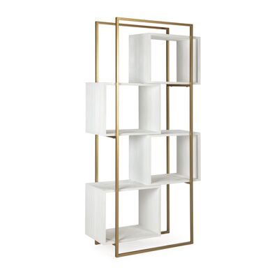 ETAGERE 95X38X195 BOIS BLANC/METAL DORÉ TH1606200