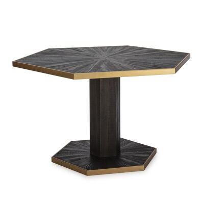 DINING TABLE 135X117X78 ASH GRAY WOOD/GOLDEN METAL TH1607300