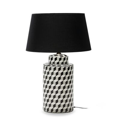 LAMPE DE TABLE 23X23X51 CÉRAMIQUE NOIR/BLANC/GRIS SANS ABAT-JOUR TH2101900