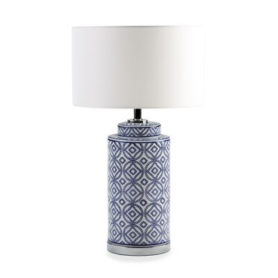 LAMPADA DA TAVOLO CERAMICA BLU/BIANCA 20X20X51 SENZA PARALUME TH2212100