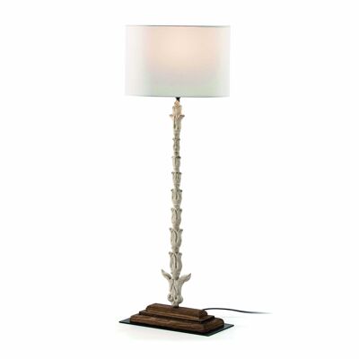 LAMPADA DA TAVOLO 30X15X76 METALLO BIANCO/LEGNO CON SCHERMO BIANCO TH2548500