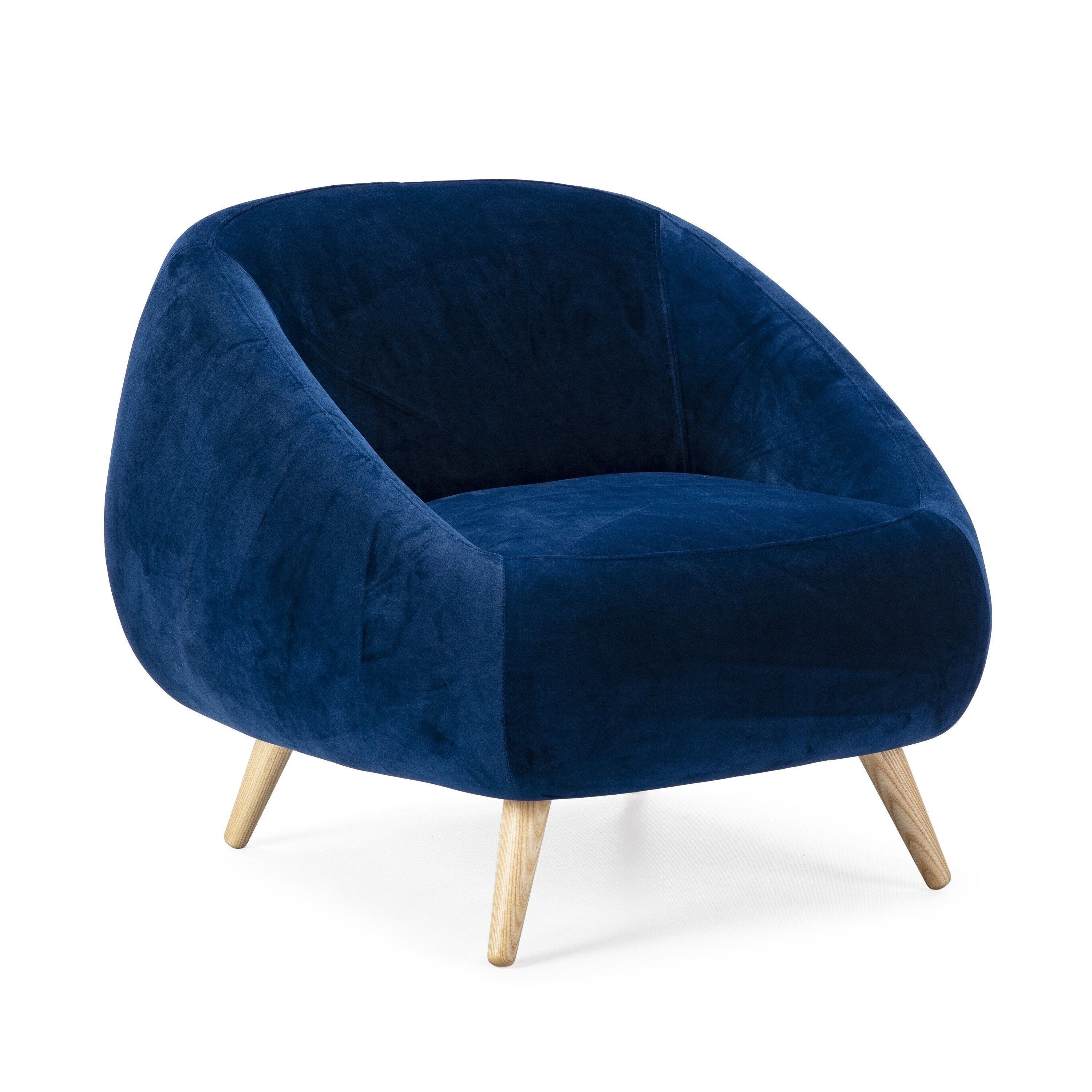 POLTRONA 80X80X75 LEGNO/VELLUTO BLU TH2575100