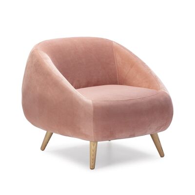 ARMCHAIR 80X80X75 WOOD/PINK VELVET TH2575101