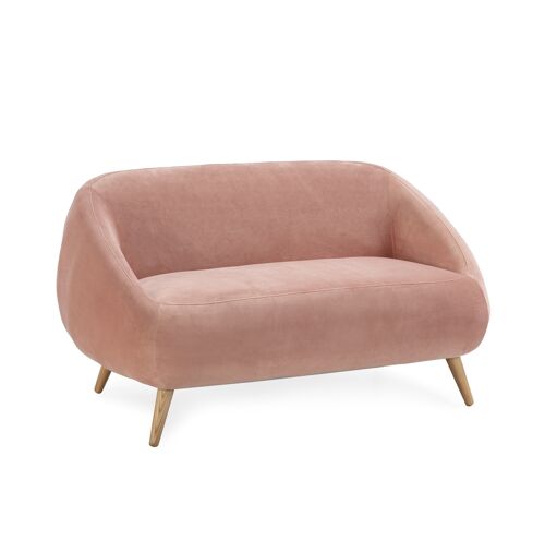 SOFA 2 PLAZAS 130X80X75 MADERA/TERCIOPELO ROSA TH2575201