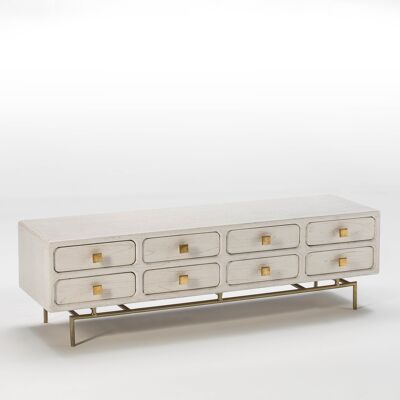TV CABINET 160X45X50 GOLD METAL/WHITE WOOD 8 DRAWERS TH2643221