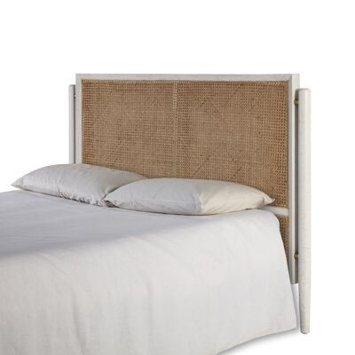 HEADBOARD 160X6X110 WHITE WOOD/GOLDEN METAL/NATURAL RATTAN TH2649321