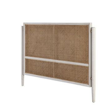 TÊTE DE LIT 160X6X110 BOIS BLANC/MÉTAL DORÉ/ROTIN NATUREL TH2649321 2