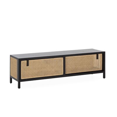 TV-SCHRANK 160X42X48 SCHWARZES HOLZ/NATÜRLICHES RATTAN TH2649627