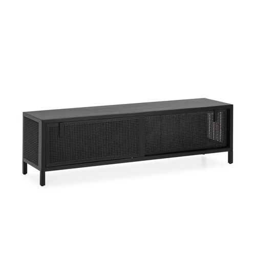 MUEBLE TV 160X42X48 MADERA NEGRO/RATAN NEGRO TH2649629