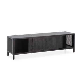 MEUBLE TV 160X42X48 BOIS NOIR/ROTIN NOIR TH2649629 3