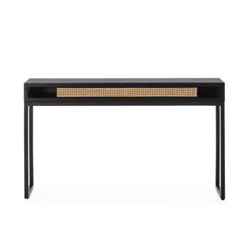 CONSOLE 142X30X84 BOIS NOIR/ROTIN NATUREL/METAL NOIR TH2649927 3