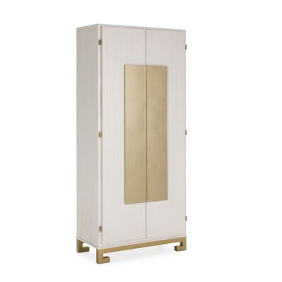CABINET 85X45X195 WHITE WOOD/GOLDEN METAL TH2650121