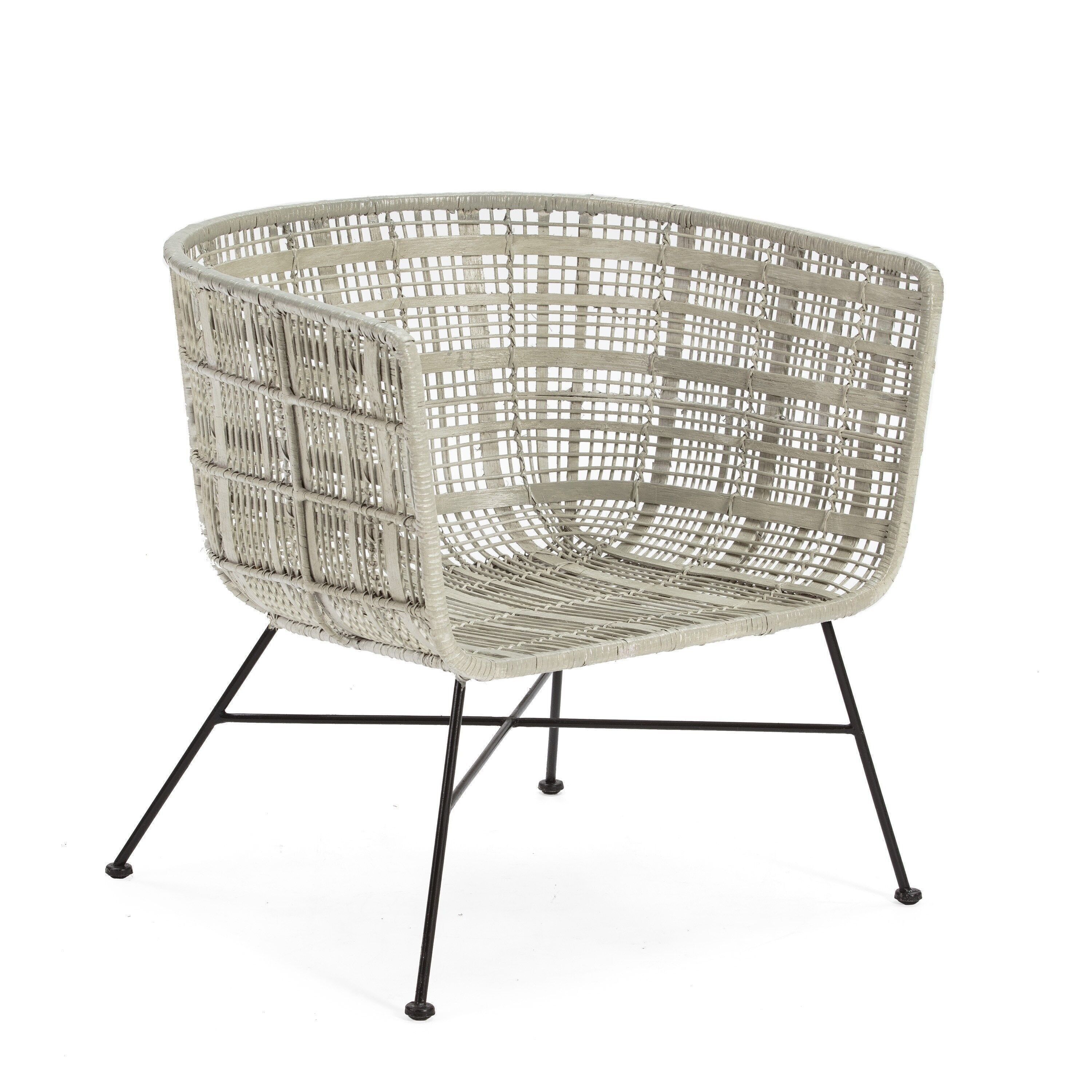 POLTRONA 71X65X69 NERO METALLO/BIANCO VIMINI TH2998200