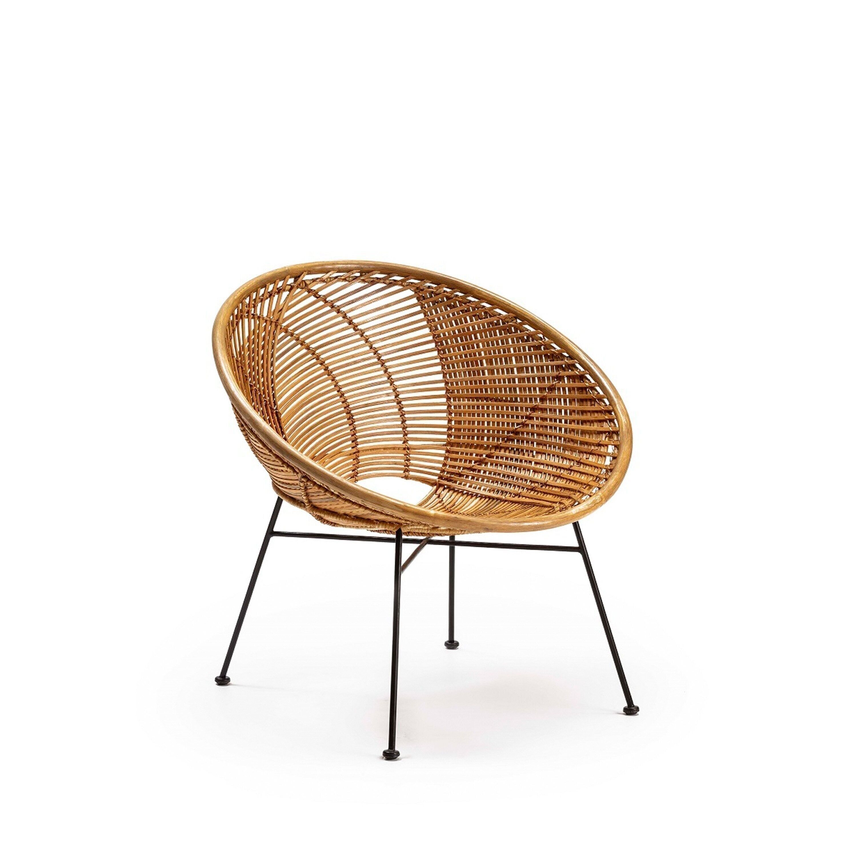 POLTRONA 72X78X80 VIMINI NATURALE/METALLO NERO TH3001800