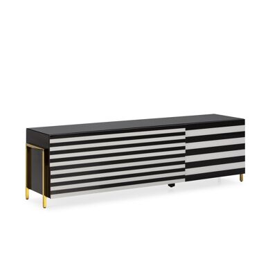 TV CABINET 180X44X46 WHITE/BLACK GLASS/CHAMPAGNE GOLD STEEL/DM BLACK TH3665300