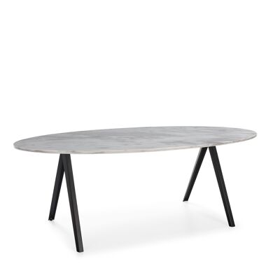 DINING TABLE 200X100X75 WHITE MARBLE/BLACK METAL TH4048900
