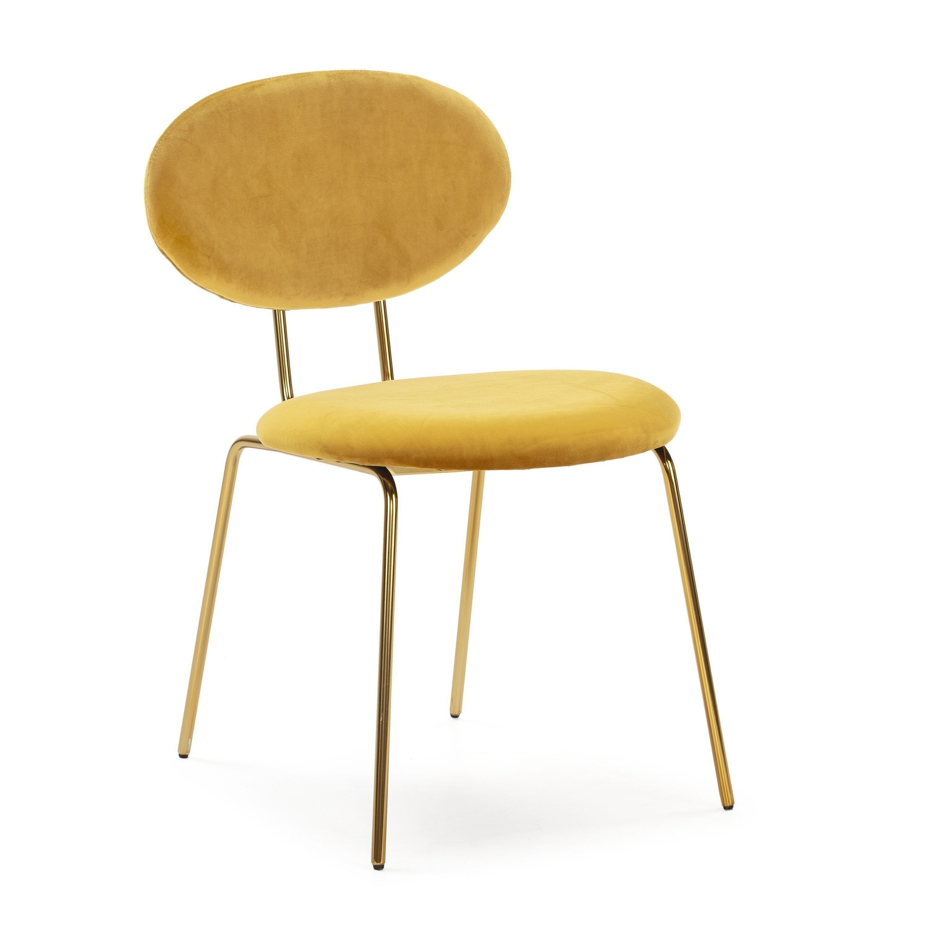 SEDIA 43X51X78 METALLO DORATO/VELLUTO GIALLO TH4050000