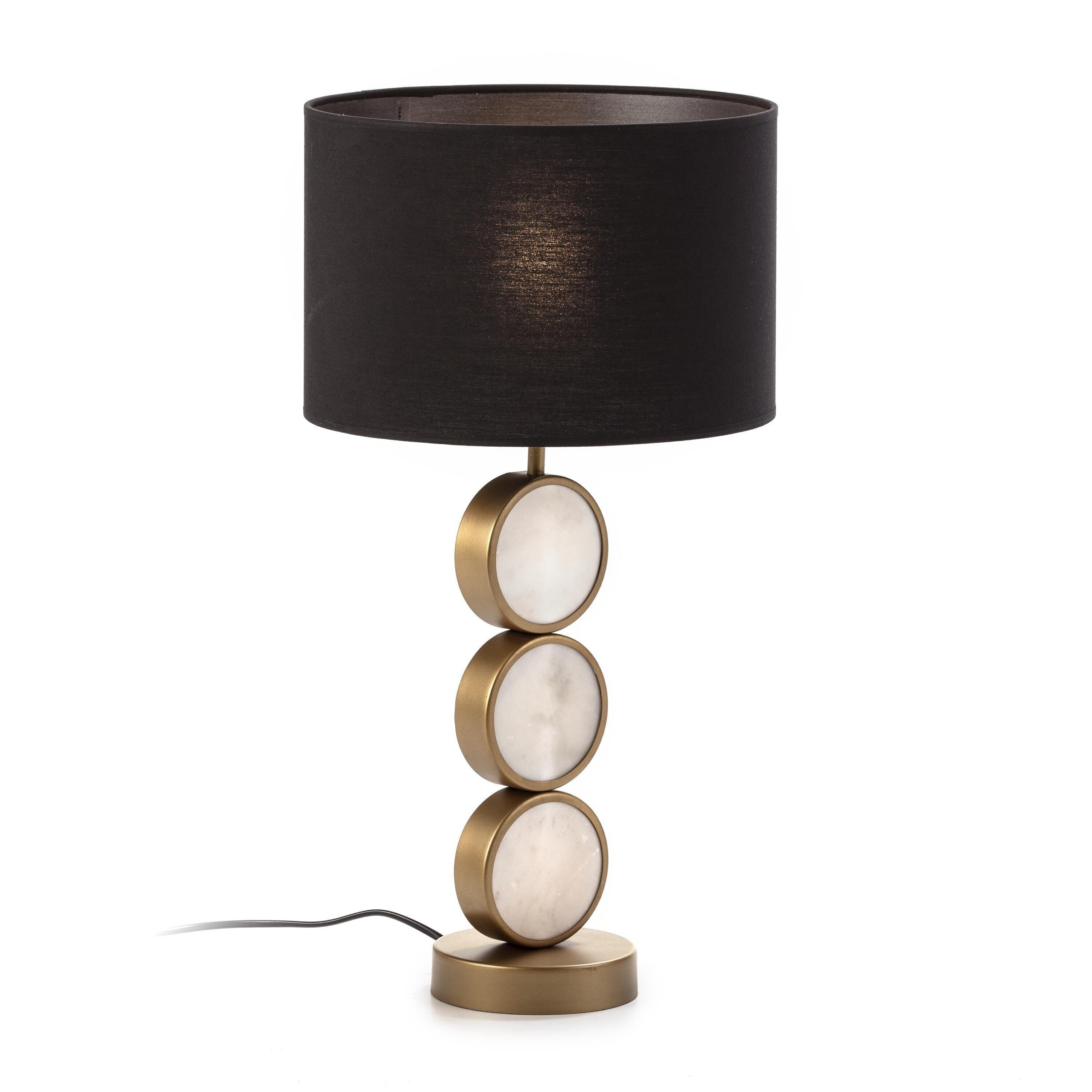 LAMPADA DA TAVOLO SENZA SCHERMO 13X13X43 MARMO BIANCO/METALLO ORO TH6183800