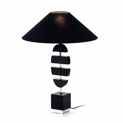 TABLE LAMP WITHOUT SHADE 14X10X55 BLACK GRANITE/SILVER METAL TH6611800