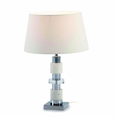 LAMPE DE TABLE SANS ABAT-JOUR 13X13X40 MÉTHACRYLATE/MARBRE BLANC/MÉTAL ARGENT TH6611900