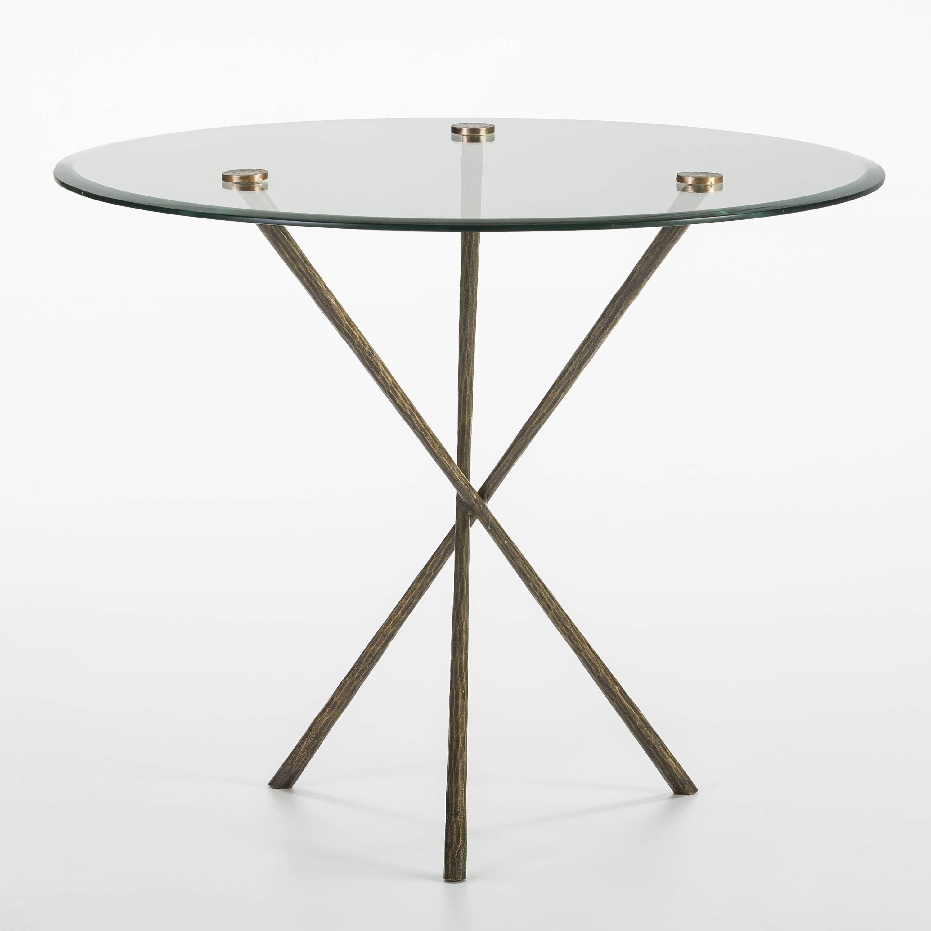 TAVOLO DA PRANZO 92X92X76 VETRO/FERRO BATTUTO DORATO TH6653900