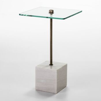 TABLE D'APPOINT 40X40X66 VERRE/MÉTAL/MARBRE BLANC TH6654200 1