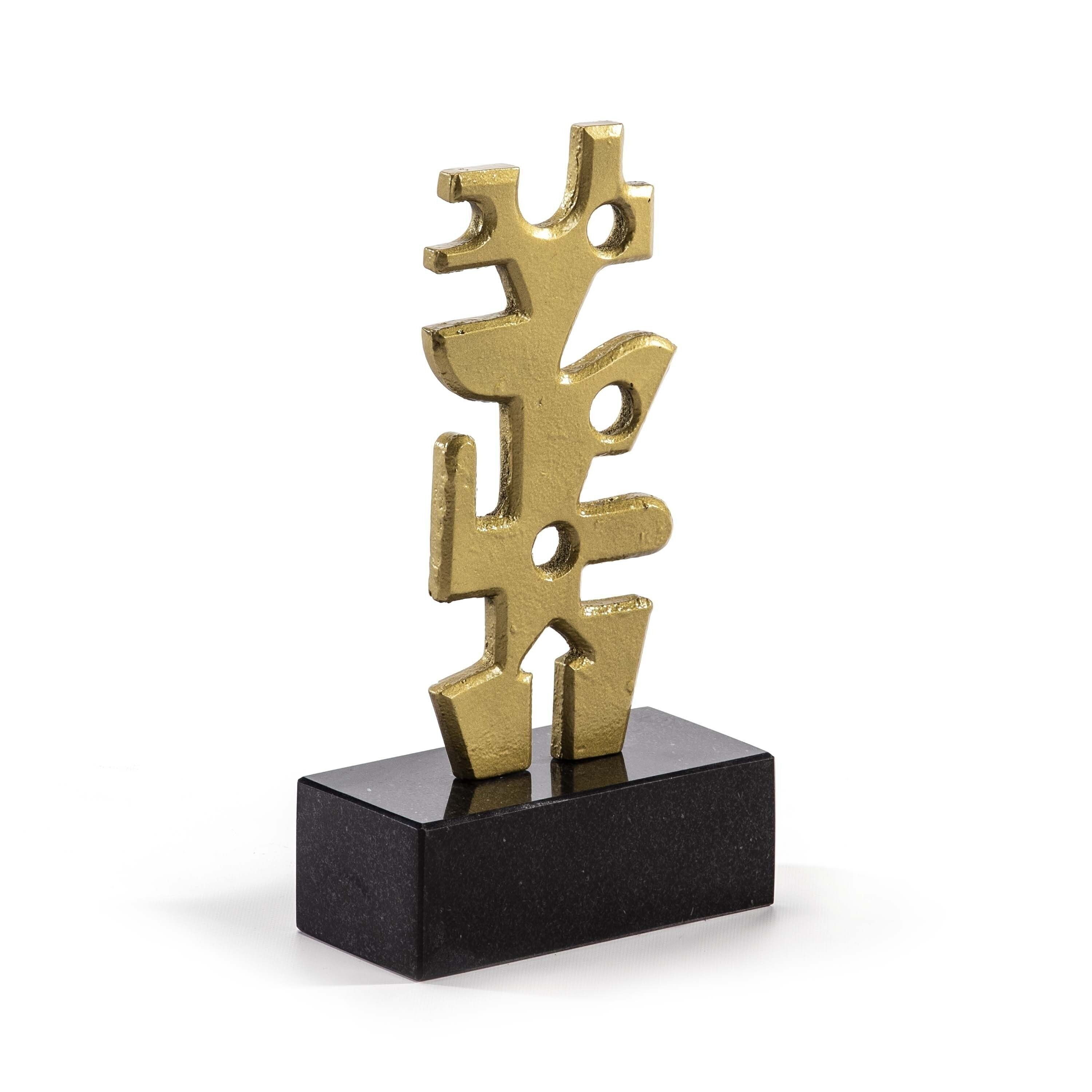 FIGURA 17X8X31 GRANITO NERO/METALLO DORATO TH6839900