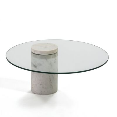 COFFEE TABLE 76X76X32 GLASS/WHITE MARBLE TH6949700