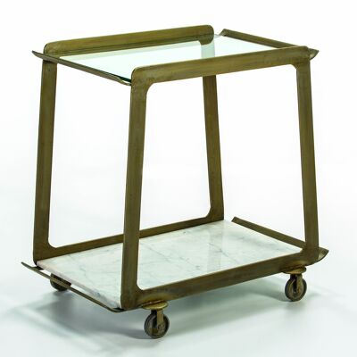 WAITRESS 82X46X76 GLASS/GOLDEN METAL/WHITE MARBLE TH6949900