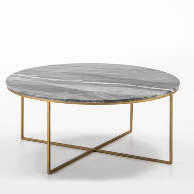 MESA DE CENTRO 90X90X39 MARMOL GRIS/METAL DORADO TH6951000