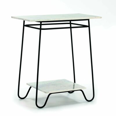 TABLE D'APPOINT 71X41X78 MARBRE BLANC/MÉTAL NOIR TH6953800