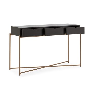 CONSOLE 120X40X76 BOIS NOIR/MÉTAL DORÉ TH7400402 2