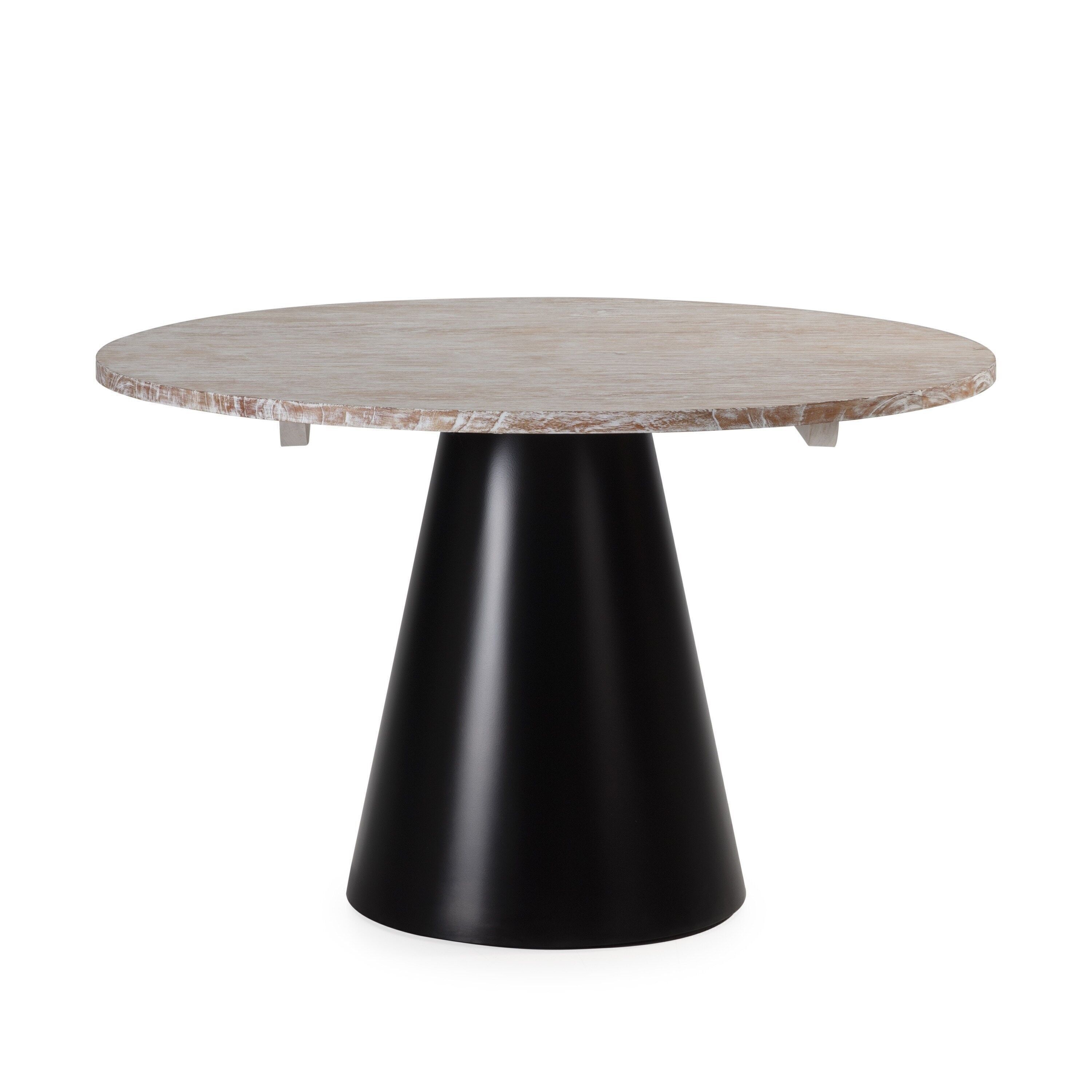 TAVOLO DA PRANZO 120X120X75 LEGNO BIANCO LAVATO/METALLO NERO TH7403600