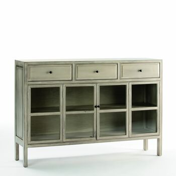 BUFFET 160X40X110 VERRE/BOIS VOILE GRIS TH7511309 2