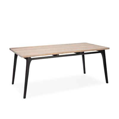 TABLE À MANGER 180X90X76 NOIR/BOIS NATUREL PATINE GRIS TH7643618