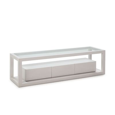 TV CABINET 160X45X45 GLASS/WHITE WHITE 3 DRAWERS TH7644602