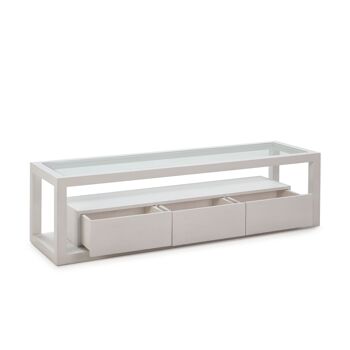 MEUBLE TV 160X45X45 VERRE/BLANC BLANC 3 TIROIRS TH7644602 2