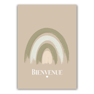 CARTE - BIENVENUE /ARC-EN-CIEL / BEIGE