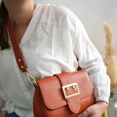 Leather shoulder bag Bastia Brique