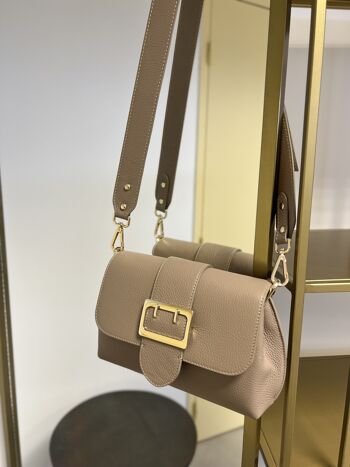 Sac bandoulière en cuir Bastia Taupe 1